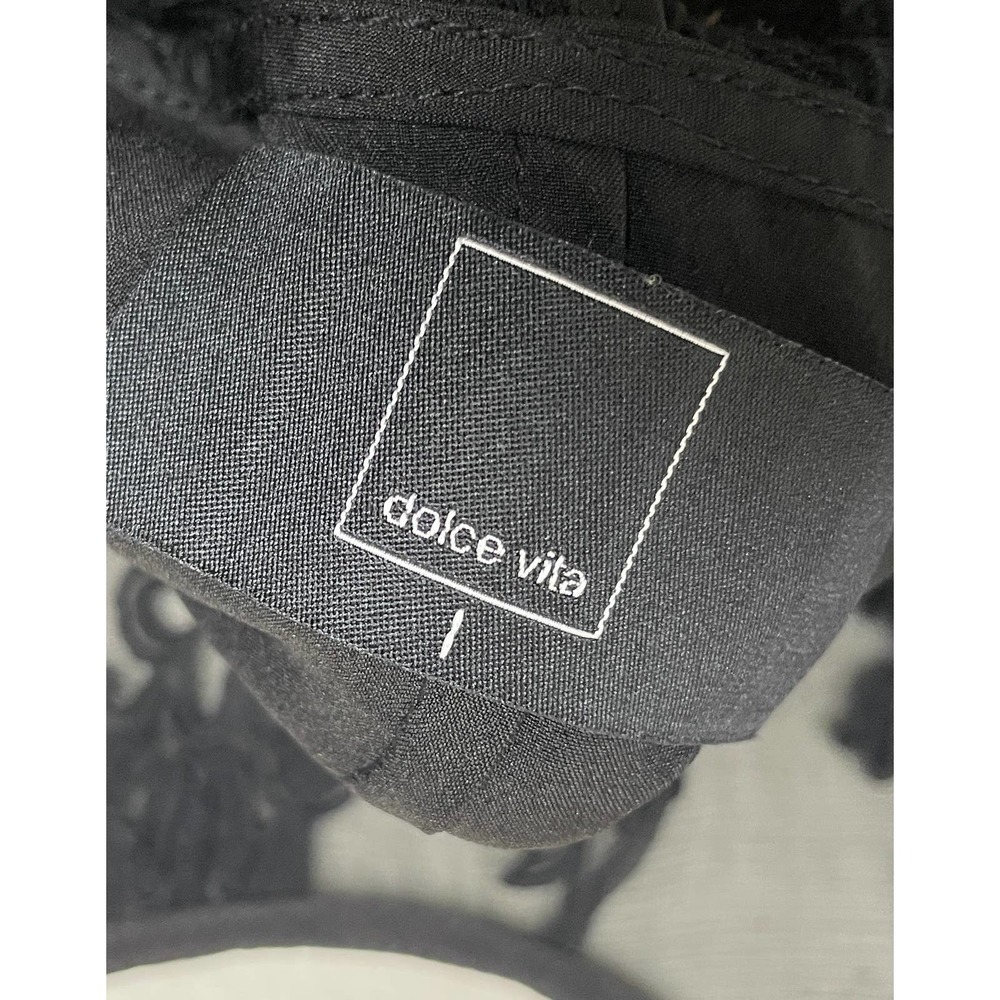 Dolce Vita Beautiful Silk Lace Sleeveless Crew Neck Embroidered Dress Black L - Picture 13 of 13